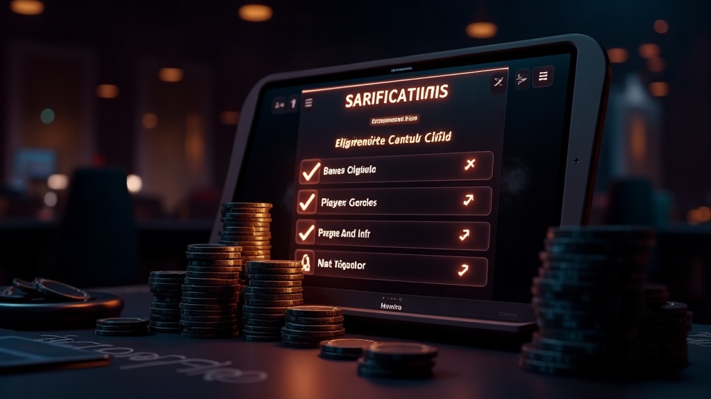 Casino eligibility screen with a bonus code and player profile