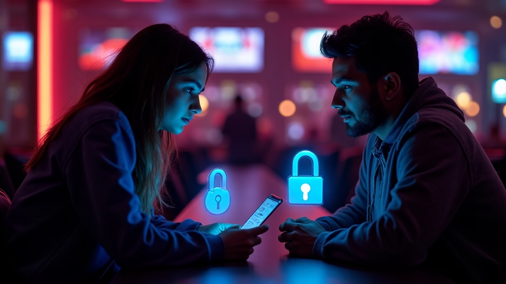 Shared device with security icons around a casino account