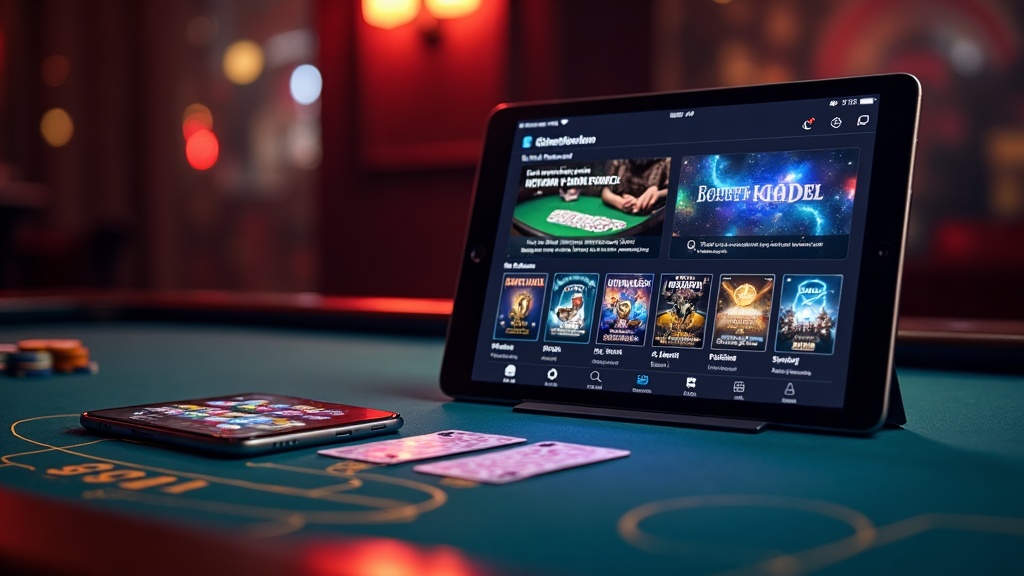 iPhone and iPad showing app and web access on a casino table